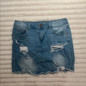 Rue21 Blue Distressed Mini Skirt
